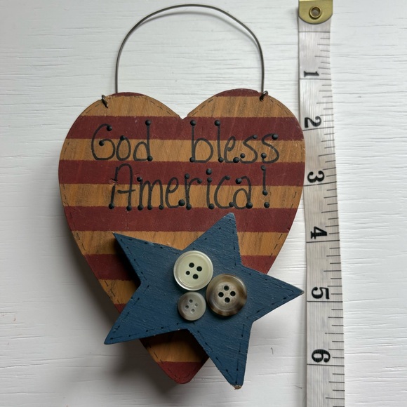 God Bless America Patriotic Wood Flag Wall Decor - Picture 1 of 3